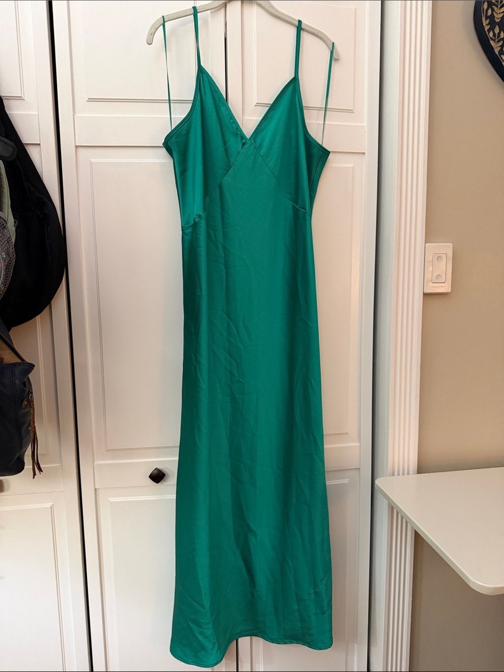 Joie Emerald Green Slip Dress Women’s Large Midi Maxi Spaghetti Strap Minimalist